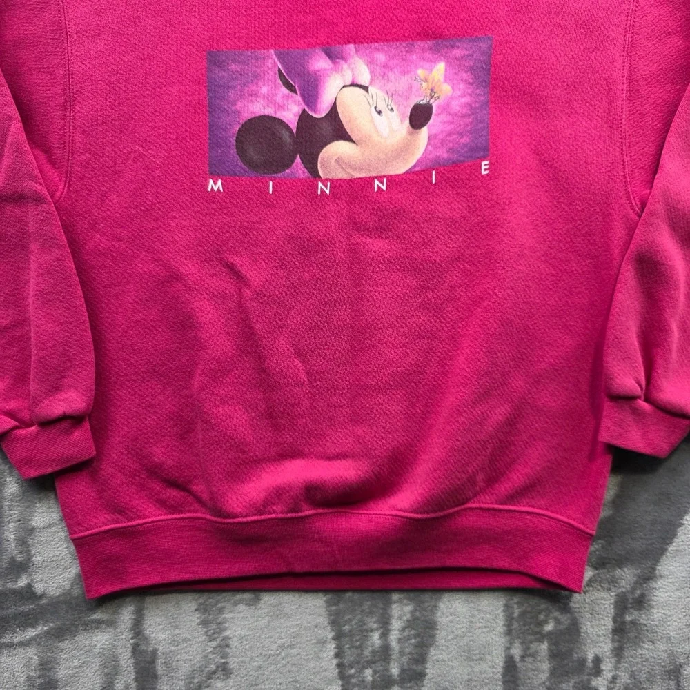 Vintage Disney Minnie Mouse Sweatshirt L Pink Girls Kids‎ Cotton Blend Graphic